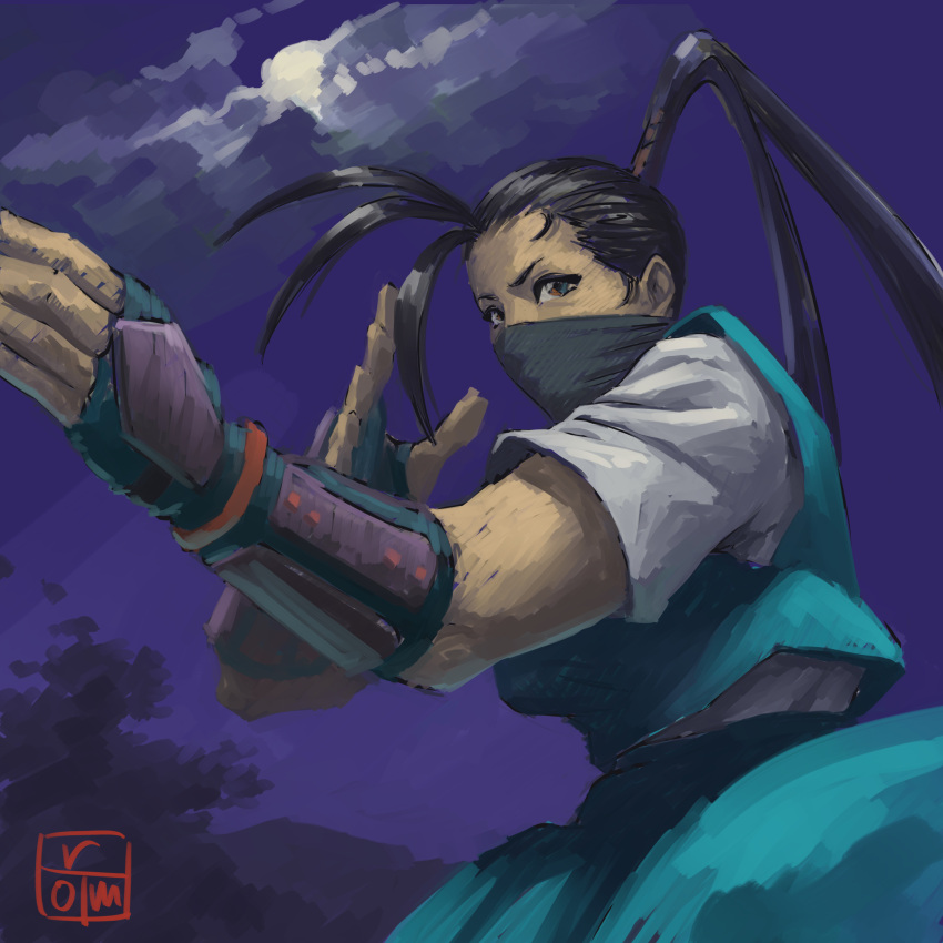 1girl, absurdres, capcom, highres, ibuki_(street_fighter), mask, school_uniform, solo