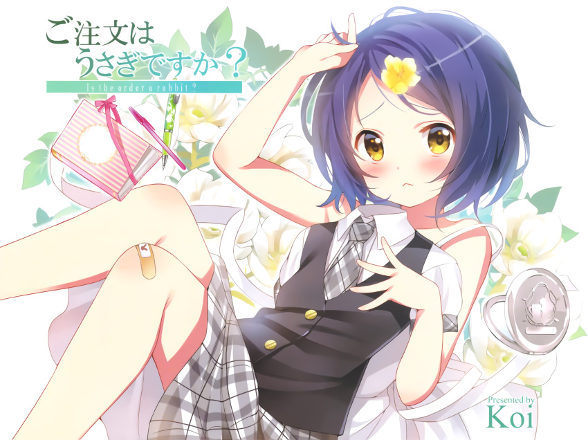1girl, :<, arm_up, artist_name, bandaid, bandaid_on_knee, bangs, blue_hair