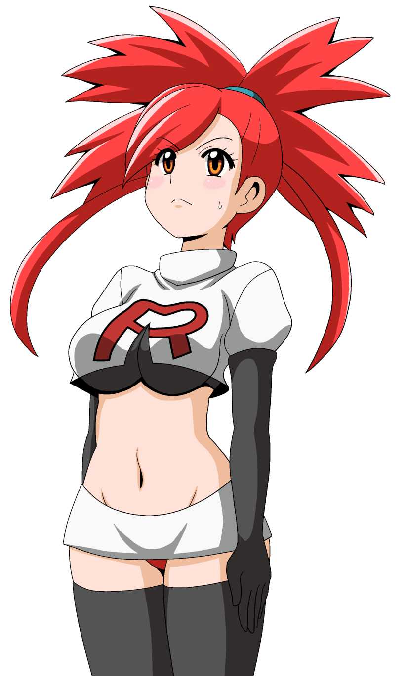 1girl, asuna_(pokemon), black_gloves, black_legwear, brown_eyes, crop_top, gloves, hair_ornament