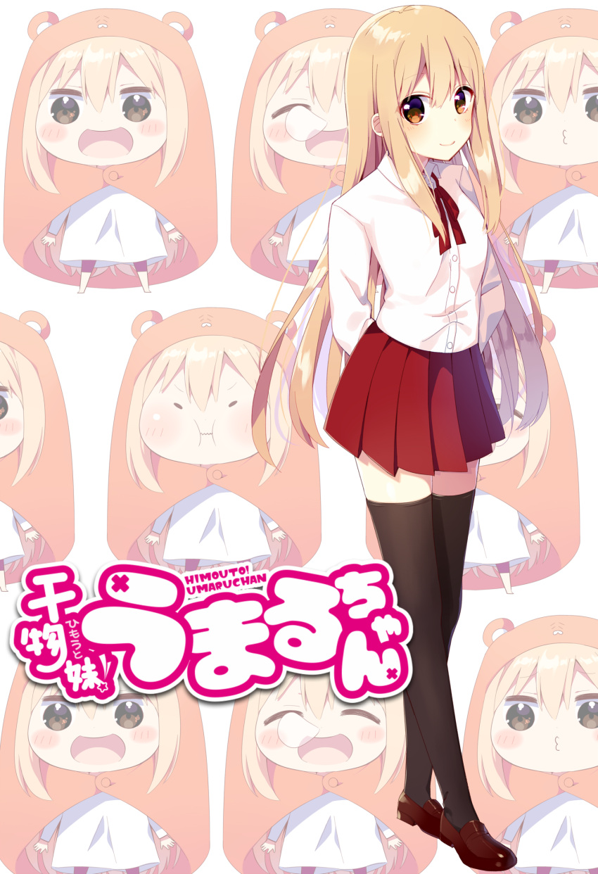1girl, blonde_hair, blush, brown_eyes, chibi, doma_umaru, dual_persona, hamster_costume