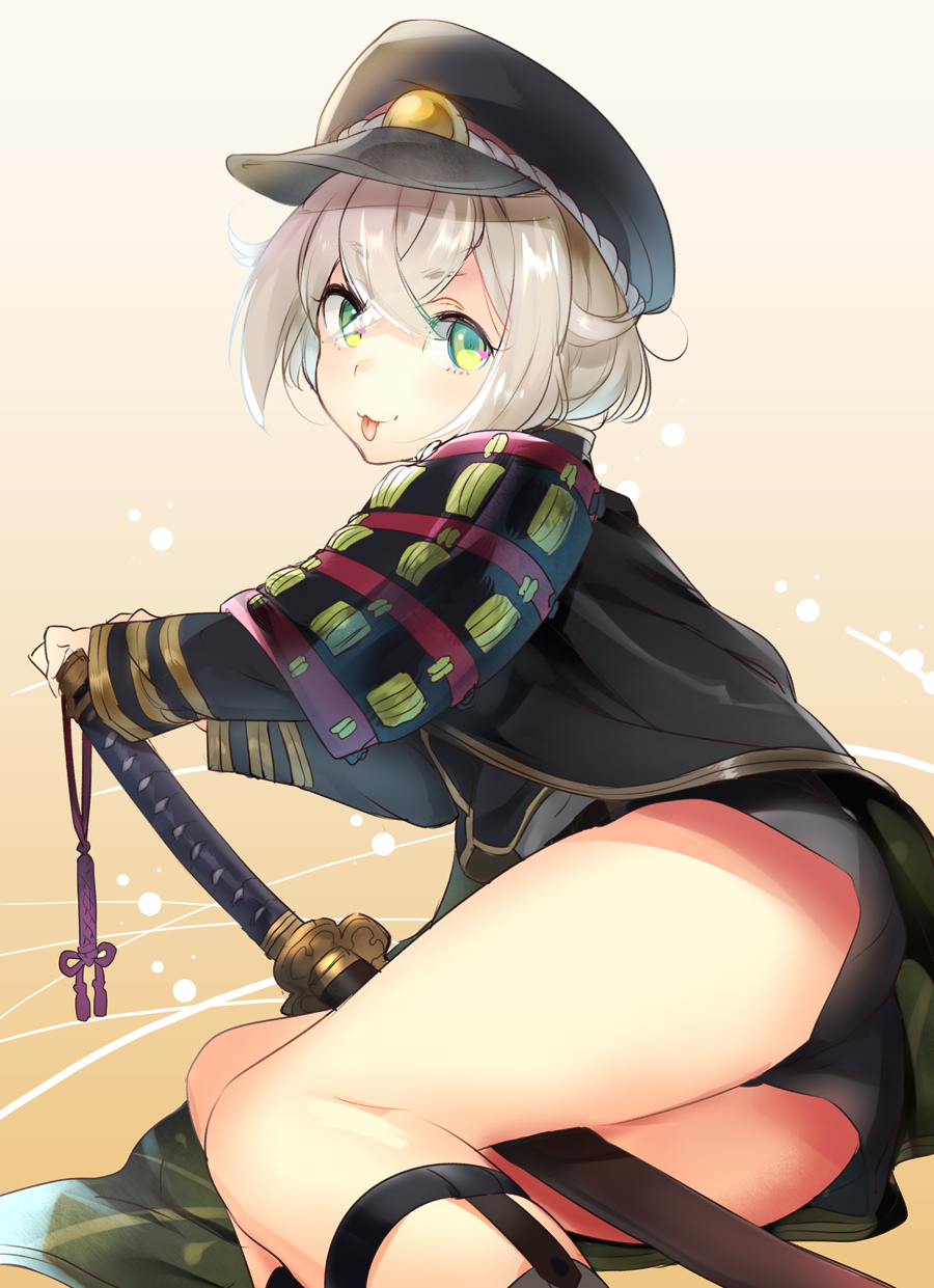 1boy, green_eyes, highres, hotarumaru, looking_at_viewer, male_focus, military, military_uniform