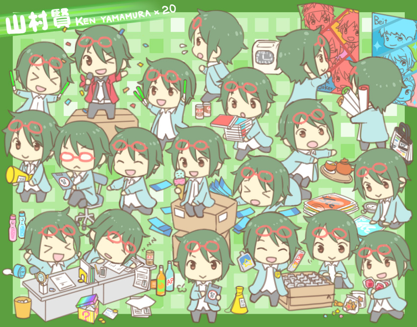 >_<, 015, 6+boys, ;), akiyama_hayato, beit, box, brown_eyes