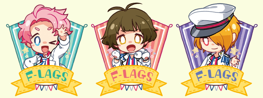 ;), akizuki_ryou, blue_eyes, blush_stickers, brown_eyes, brown_hair, chibi, clenched_hands