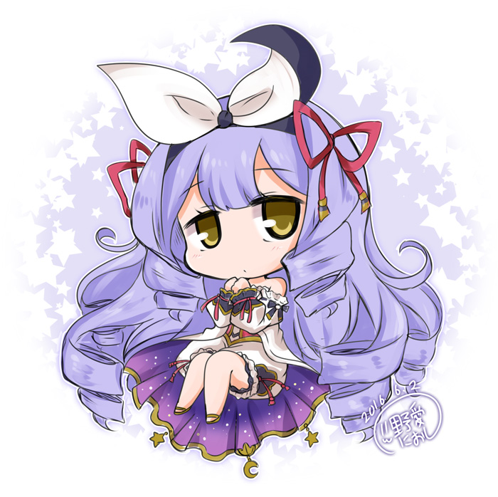 chibi, drill_hair, granblue_fantasy, hair_ribbon, noai_nioshi, phoebe_(granblue_fantasy), purple_hair, ribbon