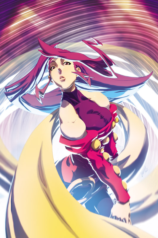 bare_shoulders, breasts, capcom, chamba, dress, flower, lastscionz, lipstick, long_hair, purple_hair, rose_(street_fighter), street_fighter, street_fighter_zero, udon_entertainment