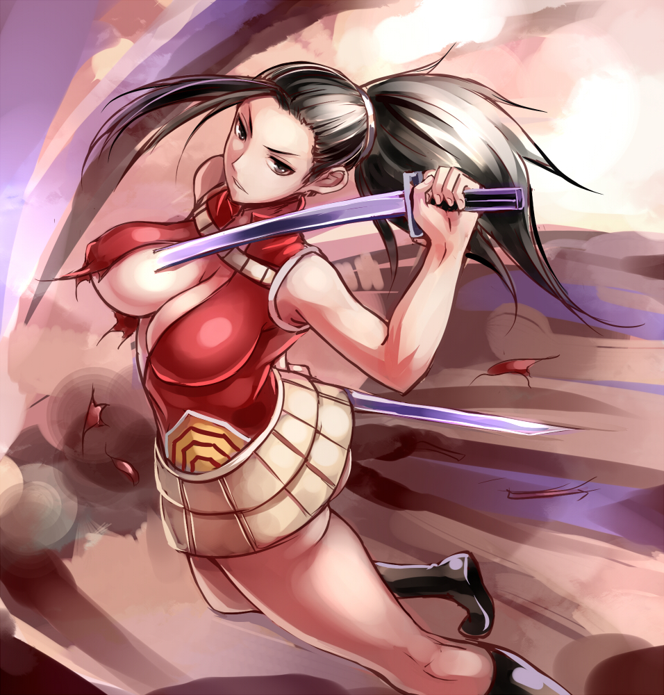 1girl, ass, bare_arms, bare_legs, black_hair, boku_no_hero_academia, boots, breasts