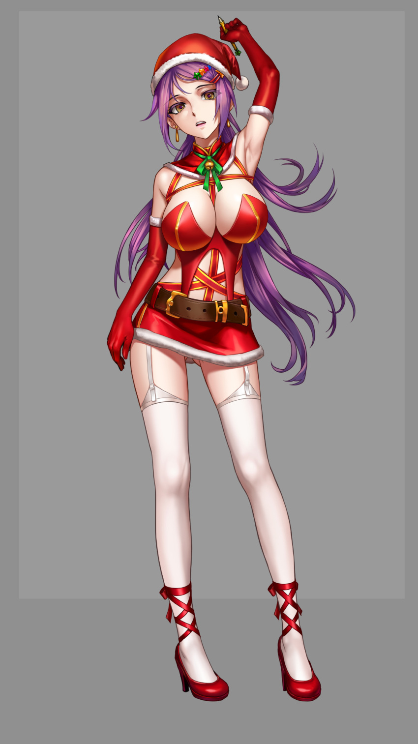1girl, arm_up, armpits, as109, ass_visible_through_thighs, bell, belt, breasts