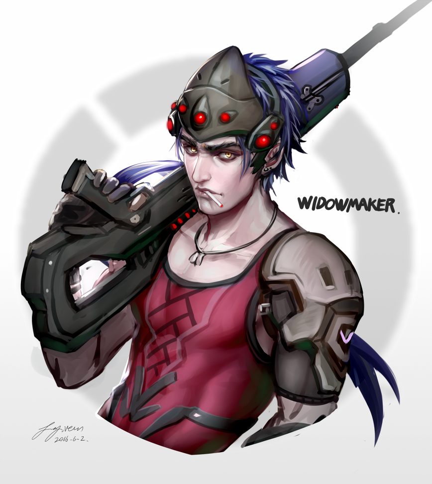 1boy, character_name, cigarette, collarbone, dated, ear_studs, earrings, genderswap