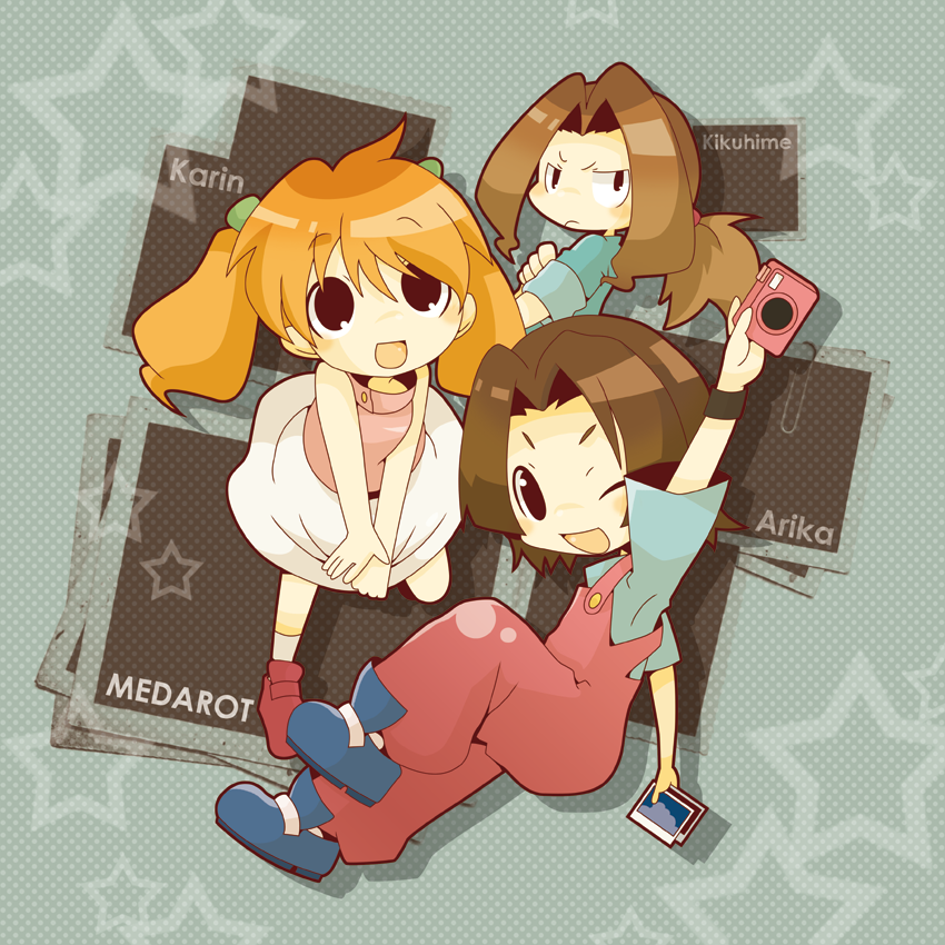 brown_hair, chibi, junmai_karin, karin_(medabots), kikuhime, medabots, medarots, misaki