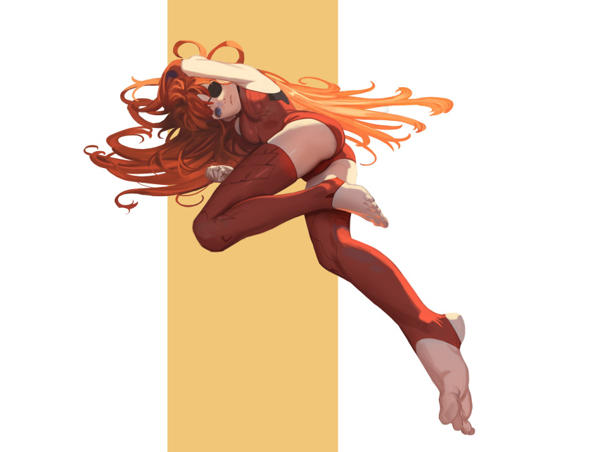 1girl, eyepatch, highres, long_hair, neon_genesis_evangelion, solo, souryuu_asuka_langley, sunkist