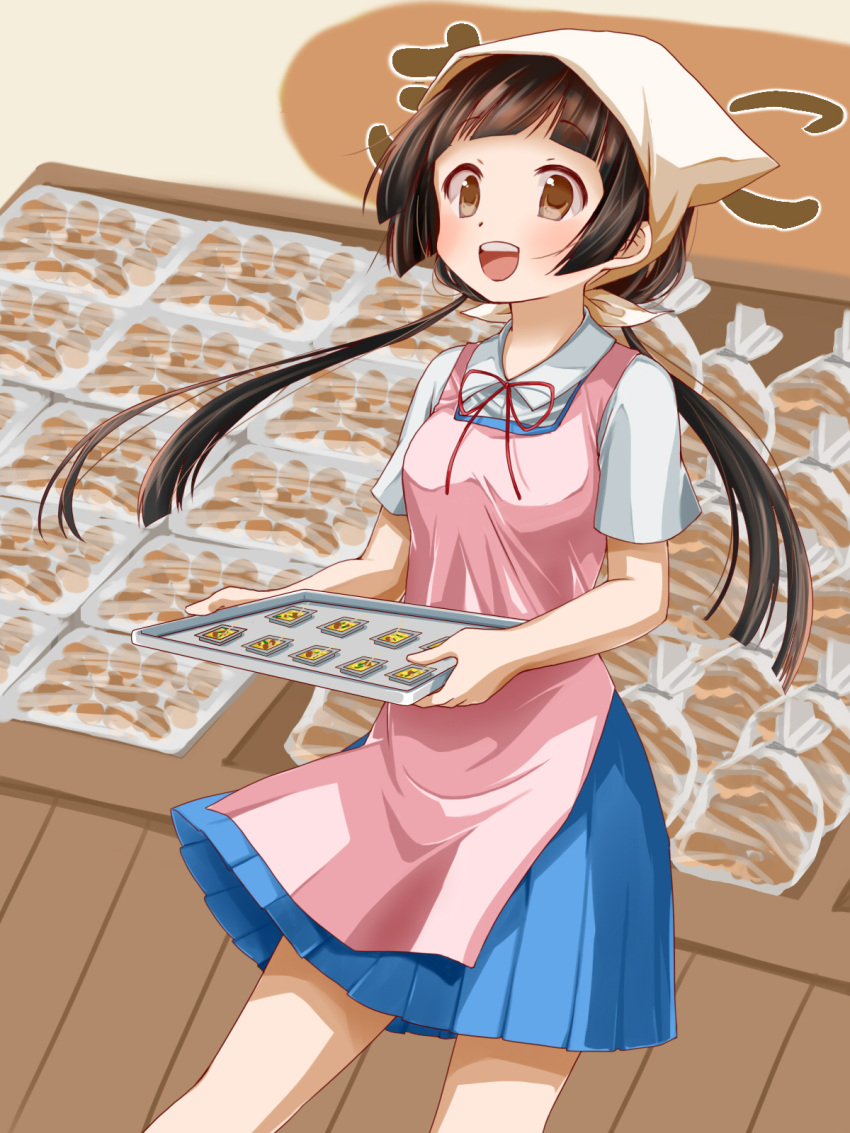 1girl, amayadori_machi, bandana, black_hair, brown_eyes, highres, iwaserie, kumamiko