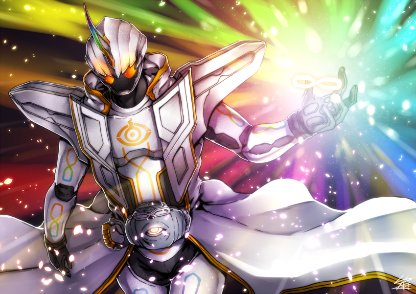 1boy, armor, belt, helmet, highres, hood, hoodie, horn