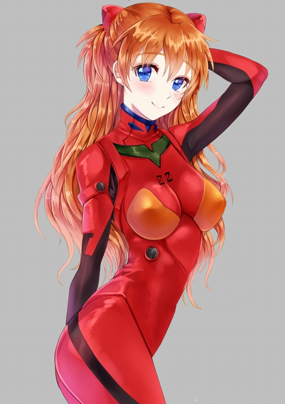blue_eyes, bodysuit, long_hair, neon_genesis_evangelion, number, orange_hair, pilot_suit, plugsuit, skinny, souryuu_asuka_langley, tage_(meyasubako), turtleneck