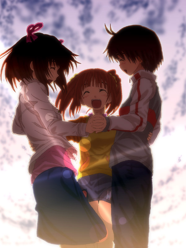 antenna_hair, closed_eyes, cloud, clouds, idolmaster, itawozaki_mamoru, kikuchi_makoto, raglan_sleeves