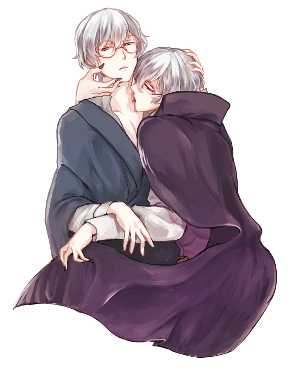2boys, alternate_costume, biting, dual_persona, glasses, hazama_michio, idolmaster, idolmaster_side-m