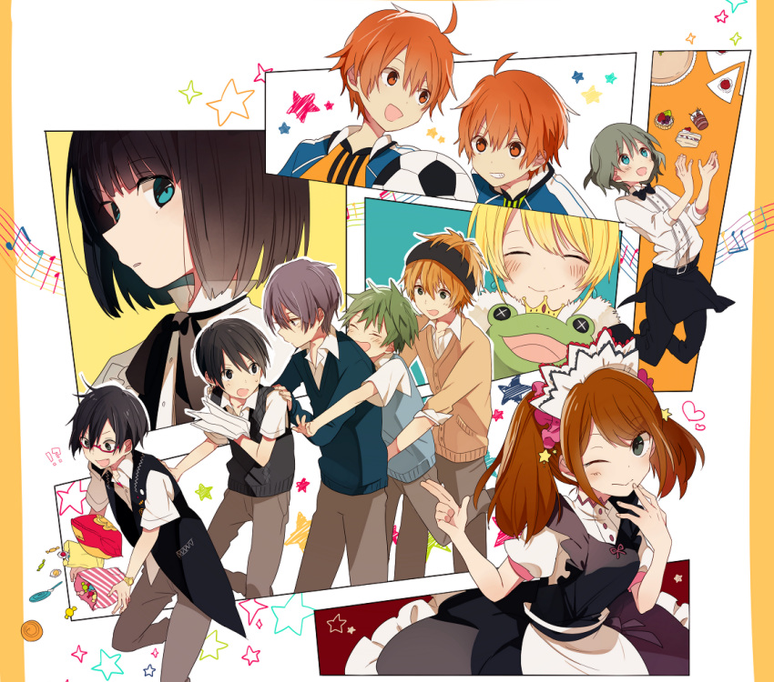 4_(nakajima4423), 6+boys, ahoge, akiyama_hayato, aoi_kyosuke, aoi_yusuke, brothers, fuyumi_jun