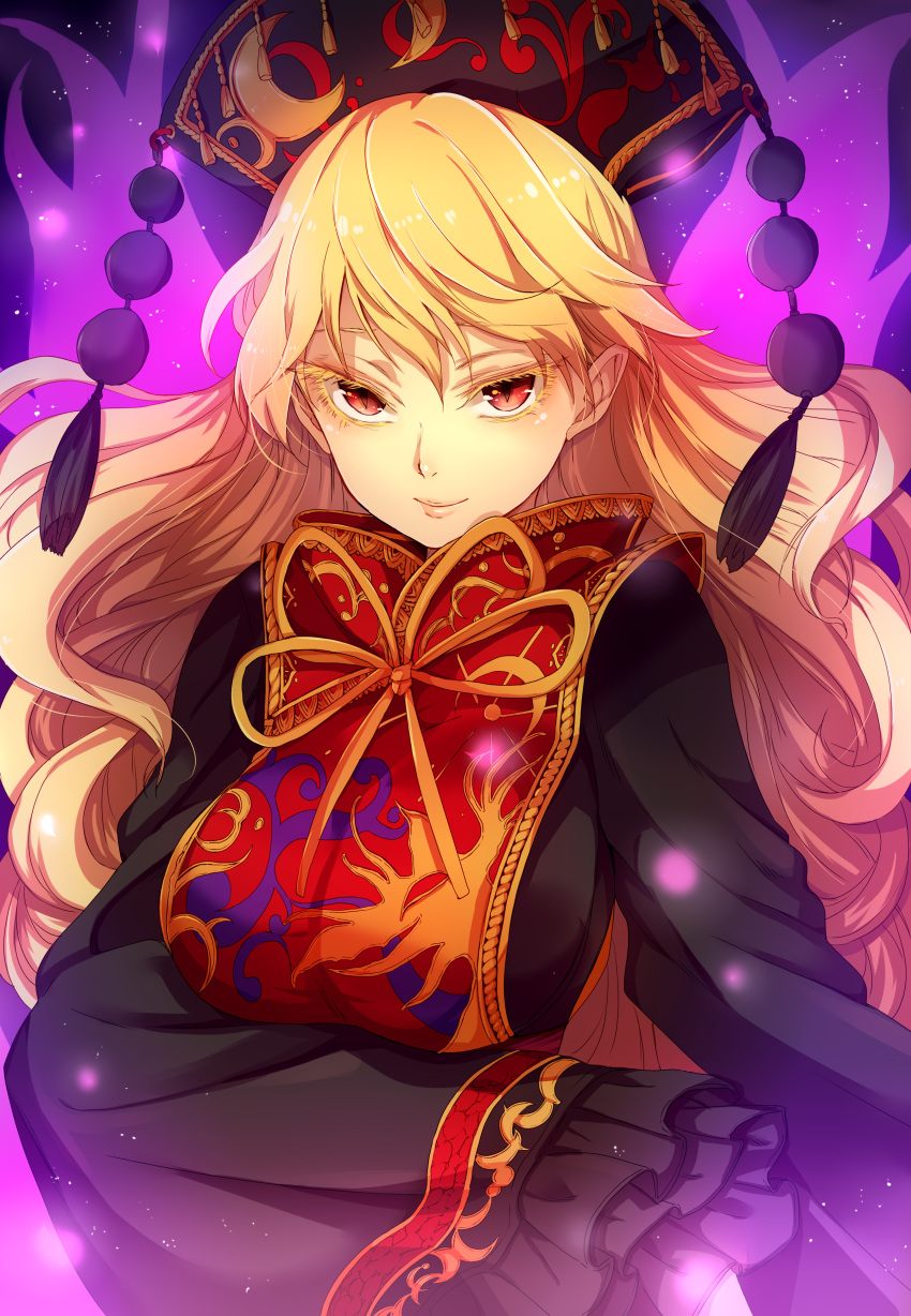 1girl, absurdres, blonde_hair, chikado, chinese_clothes, colored, hat, highres