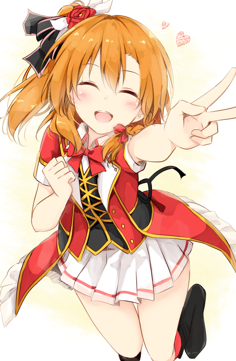 1girl, :d, ^_^, ^o^, bokura_no_live_kimi_to_no_life, bow, bowtie, closed_eyes
