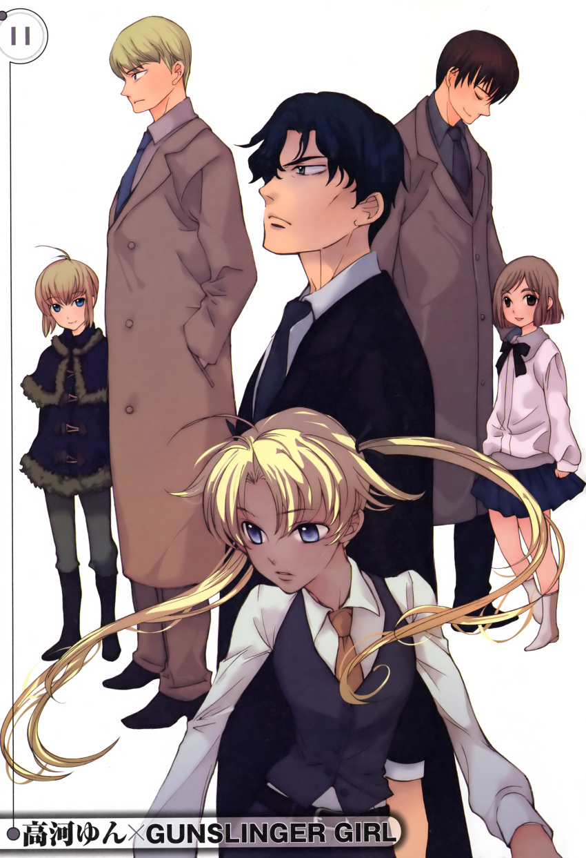 bob_cut, formal, giuseppe, gunslinger_girl, henrietta, highres, hillshire, hilshire, jean, jean_(gunslinger_girl), jean_croce, jose, jose_croce, kouga_yun, pant_suit, rico, suit, triela, victor_hillshire, waistcoat