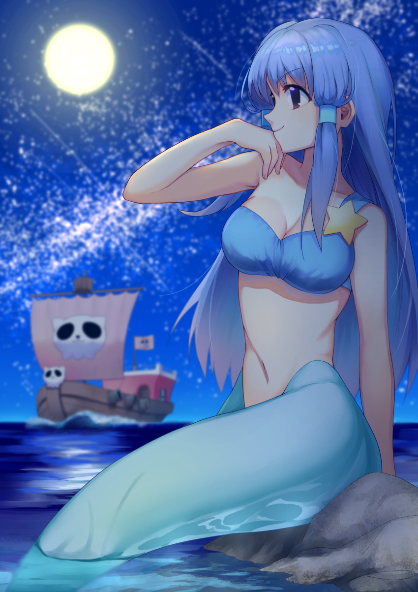 1girl, absurdres, aqua_(di_gi_charat), arm_at_side, bangs, blue_eyes, blue_hair, blurry