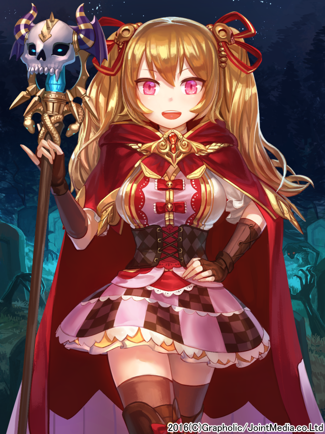 1girl, cloak, corset, fingerless_gloves, gloves, long_hair, miniskirt, official_art