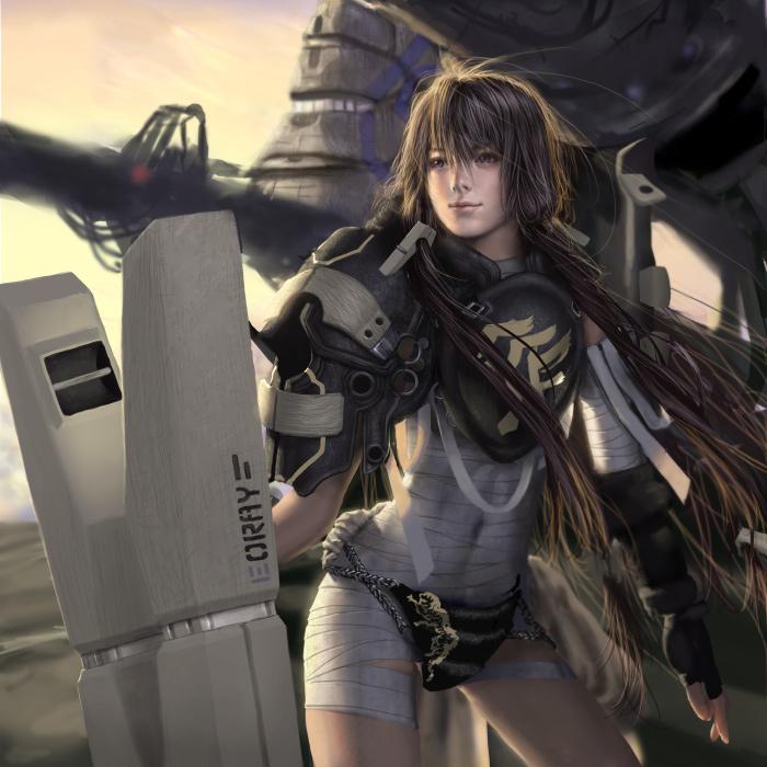 :iconidnar:, bandage, bandages, brown_eyes, brown_hair, fingerless_gloves, gloves, idnar