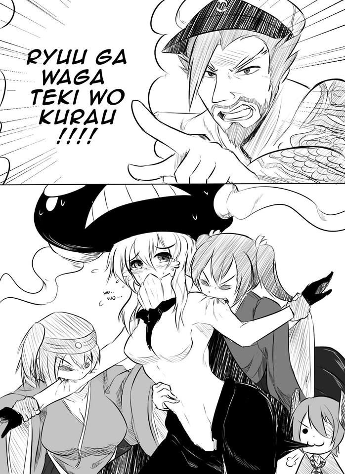 >:3, 1boy, 4girls, :3, =3, admiral_(kantai_collection), beard, biting