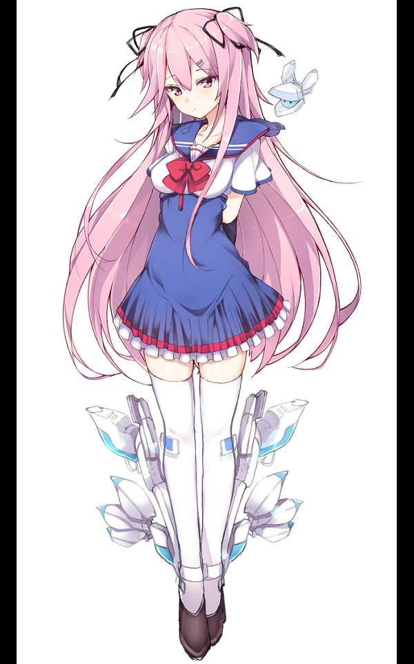 1girl, arms_behind_back, bow, bowtie, collarbone, dress, drone, elbow_gloves