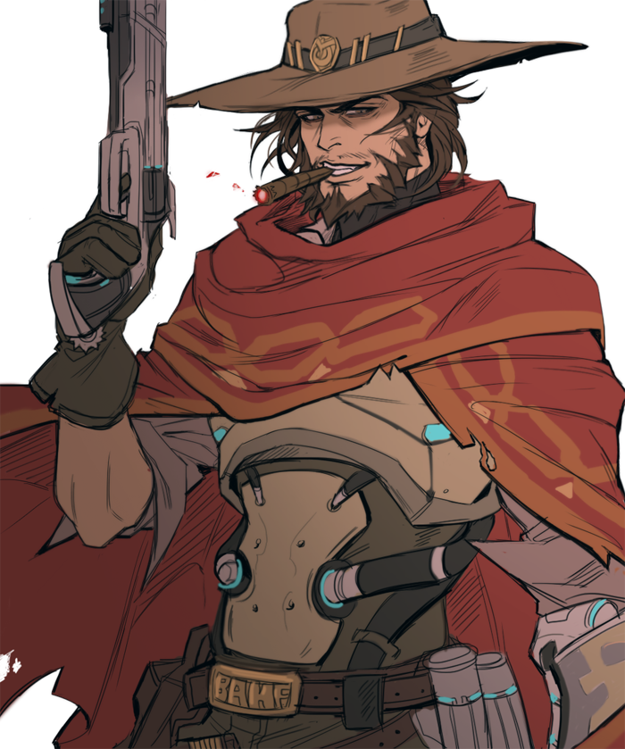 1boy, ammunition, armor, beard, belt, brown_eyes, brown_gloves, brown_hair