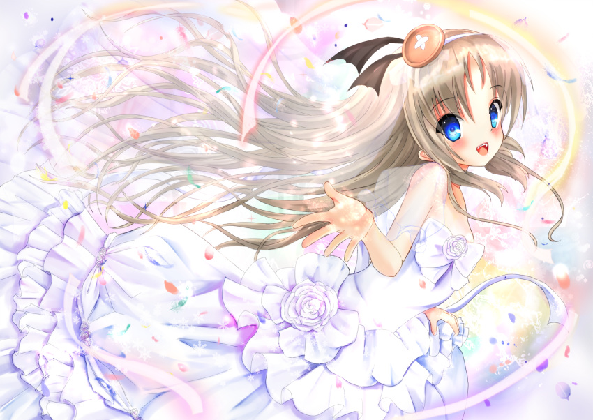 1girl, blue_eyes, dress, fang, little_busters!!, long_hair, mogupuchi, noumi_kudryavka