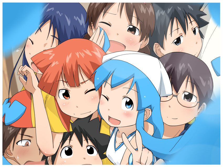 2boys, 6+girls, :o, ;d, aizawa_chizuru, aizawa_eiko, aizawa_takeru, arashiyama_gorou