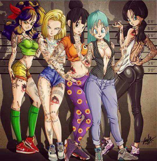 >:(, >:o, 5girls, :o, android_18, ass, backless, backless_outfit
