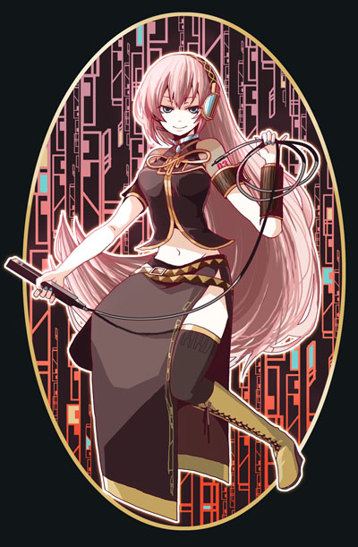 bad_id, blue_eyes, boots, headphones, hgr_(higure), leitoru, long_hair, megurine_luka