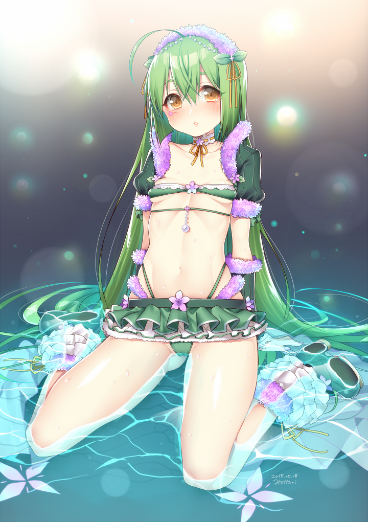 1girl, ahoge, blush, breasts, choker, flat_chest, flower_knight_girl, full_body