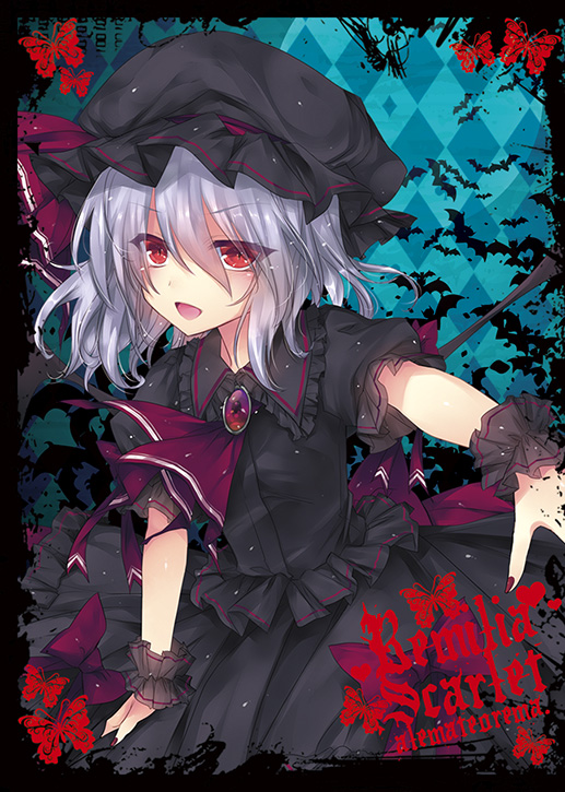 >:d, 1girl, :d, alternate_color, alternate_hair_color, ascot, bat_wings, black_dress