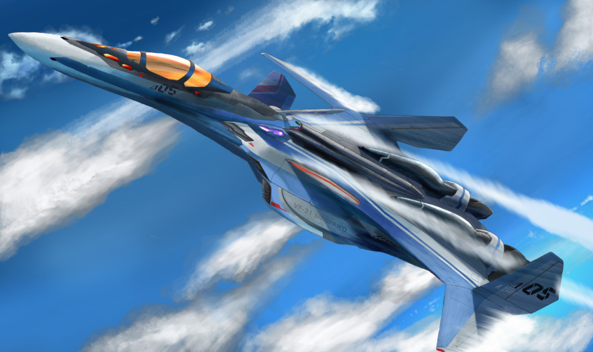 aircraft, airplane, canards, clouds, condensation_trail, flying, i.t.o_daynamics, macross
