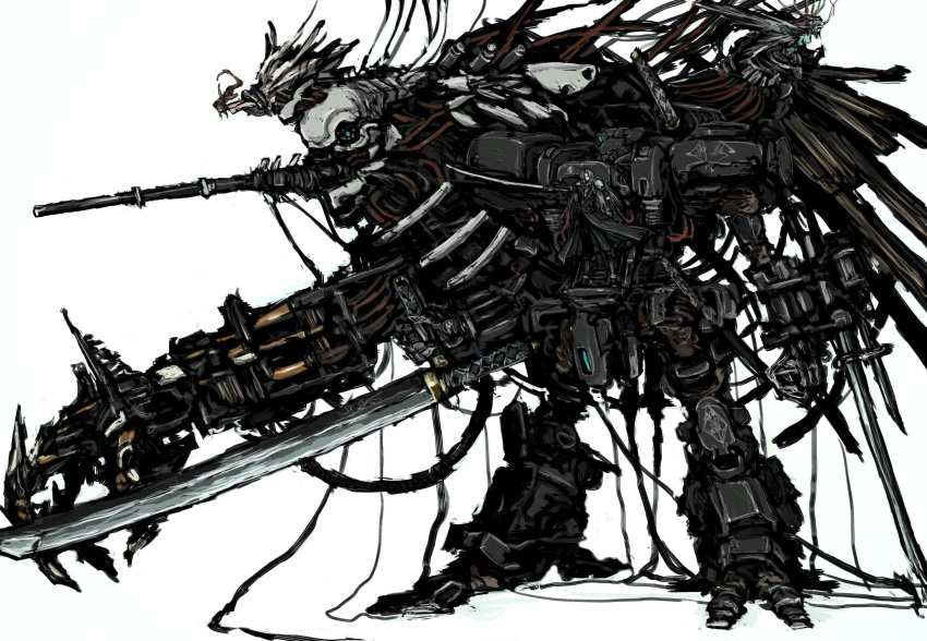 alternate_form, cable, final_fantasy, final_fantasy_vii, fusion, highres, huge_weapon, jenova