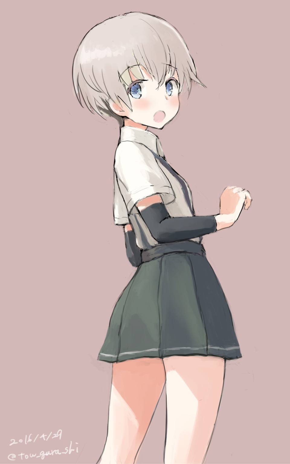 1girl, asashio_(kantai_collection)_(cosplay), ass, blue_eyes, dated, highres, kantai_collection, karashi_(tou_gara_shi)