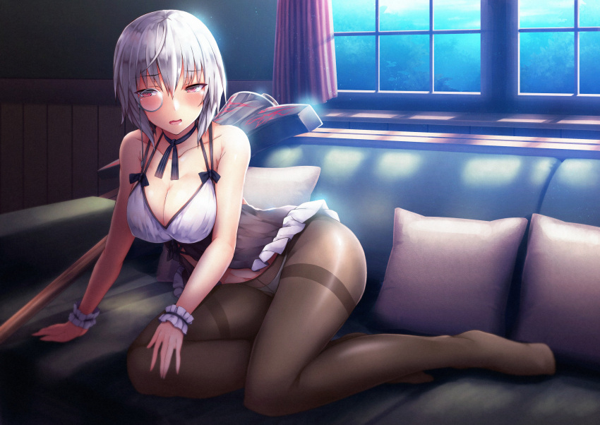1girl, absurdres, babydoll, blush, breasts, crotch_seam, garters, highres