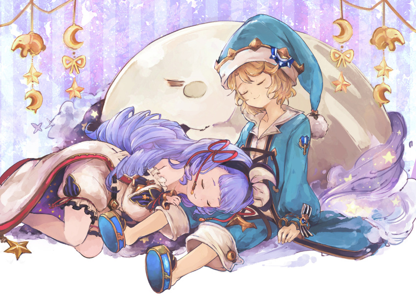 1boy, 1girl, bare_shoulders, bow, drill_hair, granblue_fantasy, hair_bow, hair_ribbon