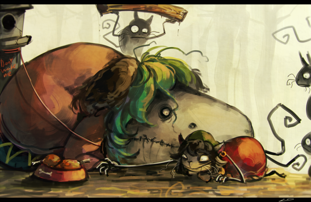 2girls, animalization, brown_hair, cat, chen, commentary, food, green_hair