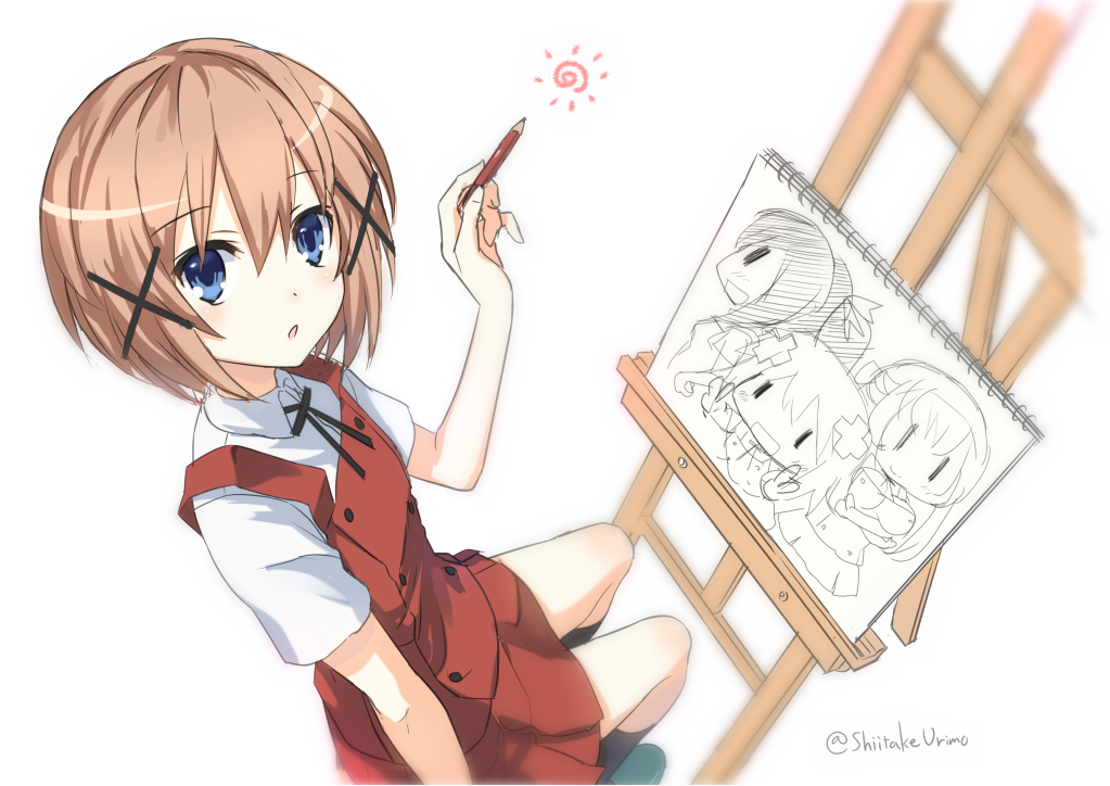 1girl, artist_name, asumi_kana, blanc, blue_eyes, brown_hair, choujigen_game_neptune, cosplay