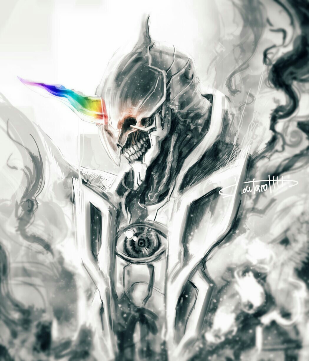 1boy, adapted_costume, armor, artist_name, big_eyes, glass, helmet, highres