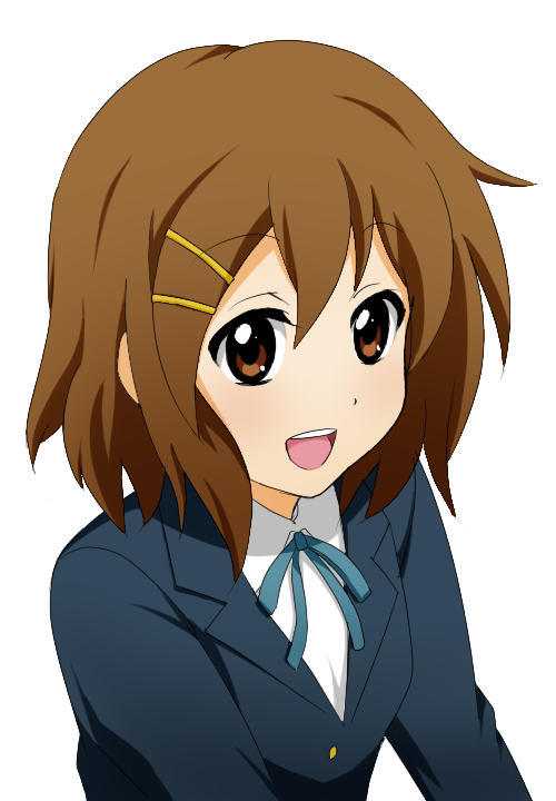 brown_hair, hirasawa_yui, k-on!, school_uniform, short_hair, solo, yoshi_(santa01)