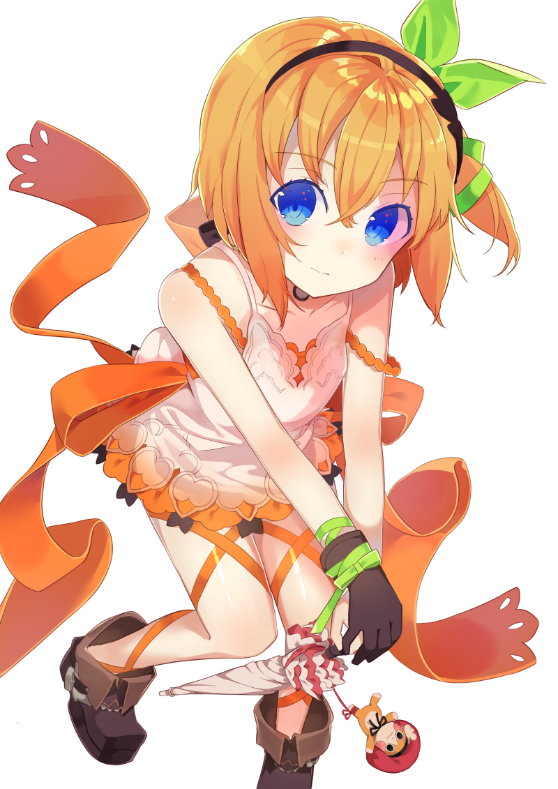 1girl, blonde_hair, blue_eyes, boots, choker, dress, edna_(tales), full_body