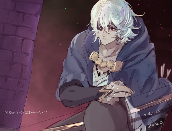 arrow, artist_name, bow_(weapon), brown_eyes, capelet, dated, eyepatch, fire_emblem