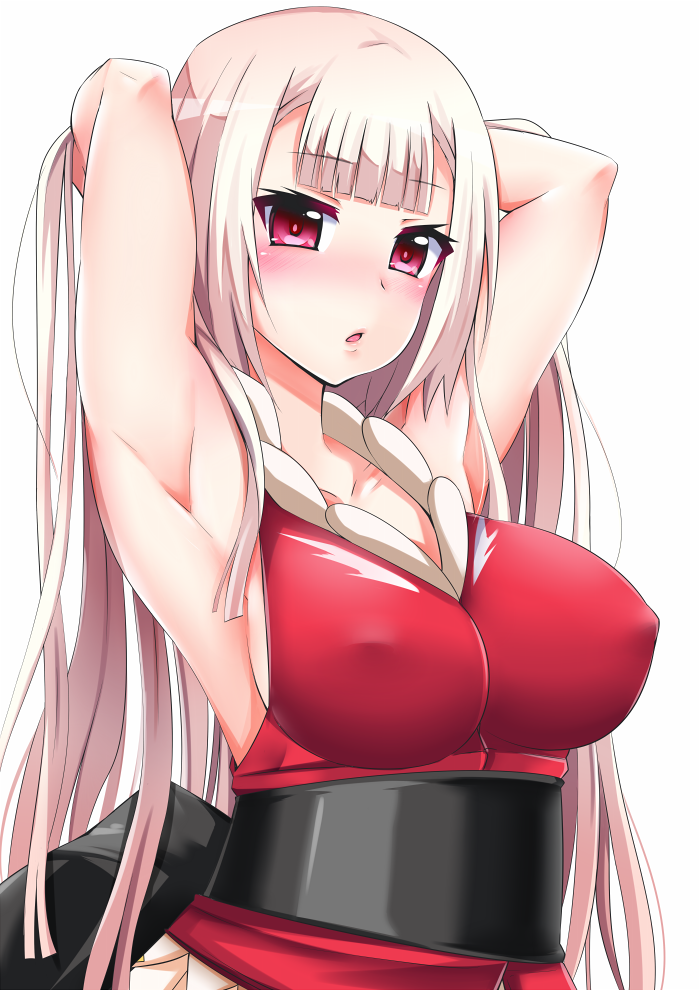 1girl, :o, adjusting_hair, armpits, arms_up, beatmania, beatmania_iidx, breasts