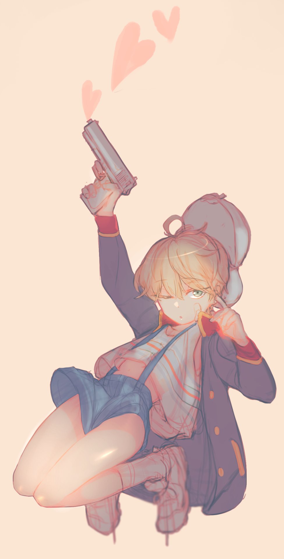 1boy, 9_2fc, aldnoah.zero, blonde_hair, green_eyes, gun, handgun, highres