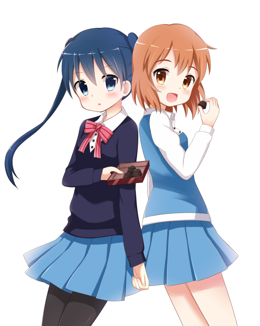 2girls, blue_eyes, brown_hair, highres, inokuma_youko, kin-iro_mosaic, komichi_aya, long_hair