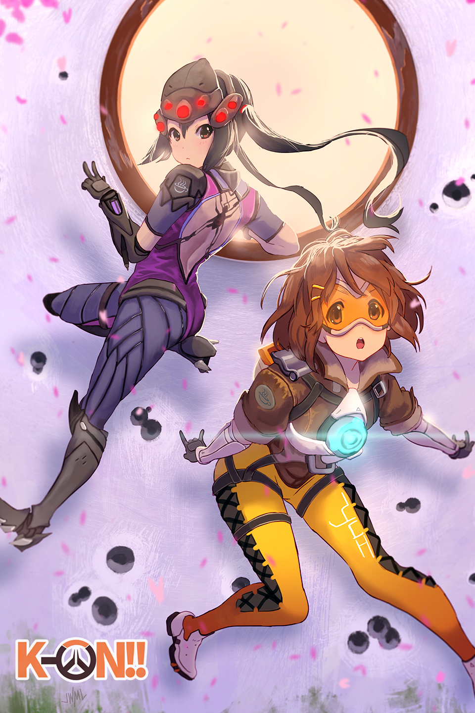 2girls, :o, \m/, \n/, alternate_costume, ass, back, bangs